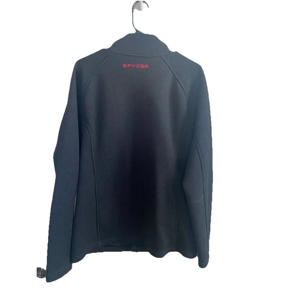 Spyder Stryke Mid Weight Knit Full Zip Jacket Black Red Size Large